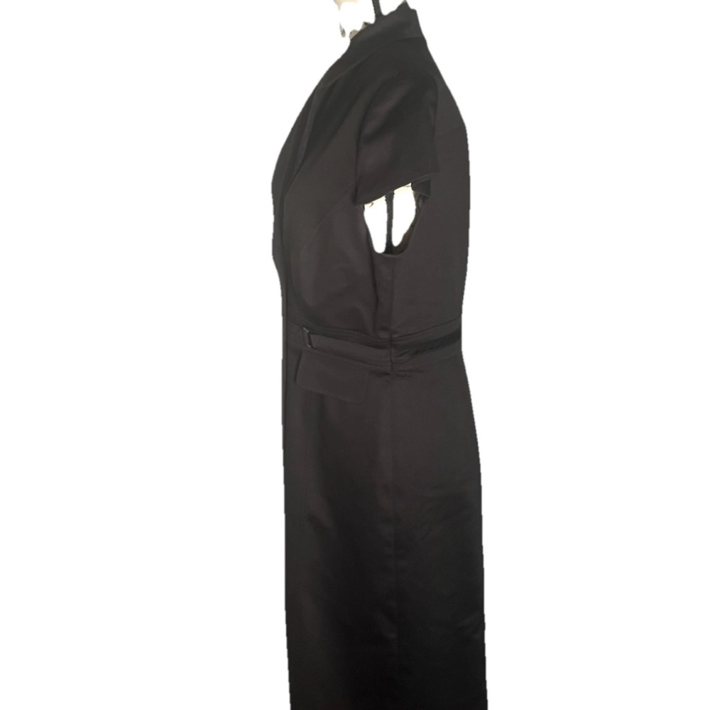 Tahari Dress 10 Black Coat Dress Knee Length Career Professional Cap Sleeves - Picture 8 of 9